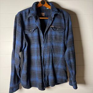 Orvis Flannel Blue & Black Plaid Size XL Hand Pockets Shacket